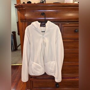 Laura Scott Reversible Fleece Jacket Hoodie White/Egret – Size L – NWT